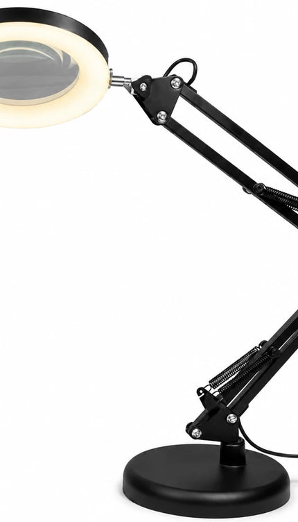 3X Magnifying Glass LED Desk Lamp Stepless Dimmable 3 Colour Swing Arm