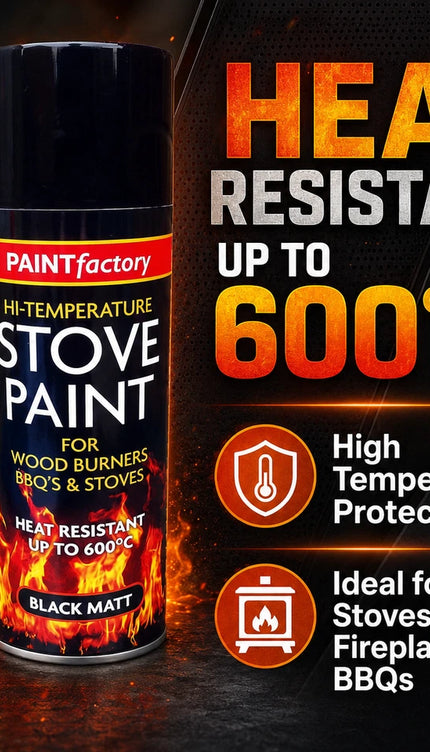 Stove Paint Spray 400ml Black Matt Heat Resistant Paint for Fireplace BBQ Stove