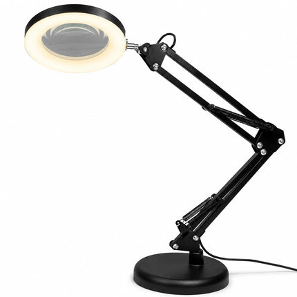 3X Magnifying Glass LED Desk Lamp Stepless Dimmable 3 Colour Swing Arm