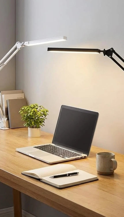 LED Metal Desk Lamp with Clamp USB 3 Colour Modes 10 Brightness Levels Swing Arm