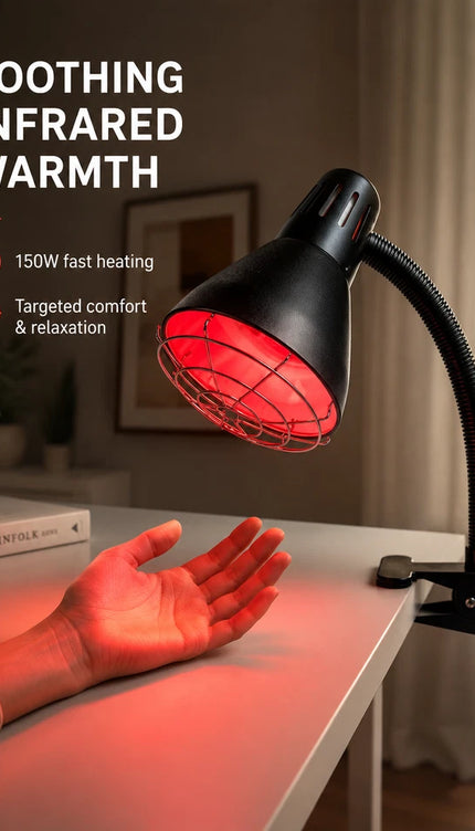Infrared Heat Lamp 150W Red Light Therapy Clip On Adjustable Muscle Relaxation
