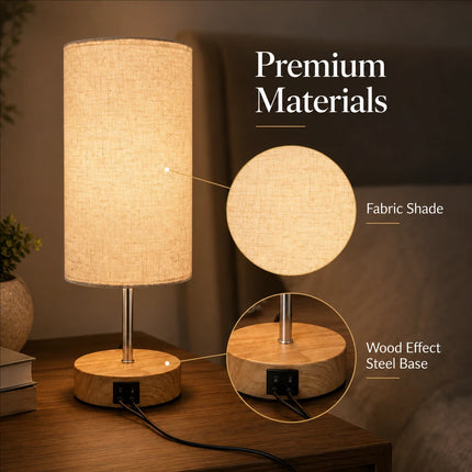 Touch Bedside Table Lamp USB-C Charging Port 3-Way Dimmable Nightstand Light