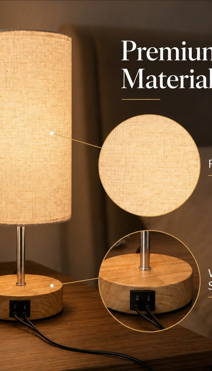 Touch Bedside Table Lamp USB-C Charging Port 3-Way Dimmable Nightstand Light
