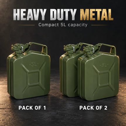 5L Heavy Duty Metal Jerry Can – Petrol & Diesel Fuel Storage Container