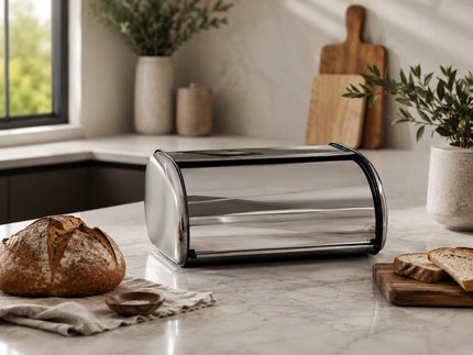 Bread Bin Roll Top Stainless Steel Kitchen Loaf Storage Container Box 22L