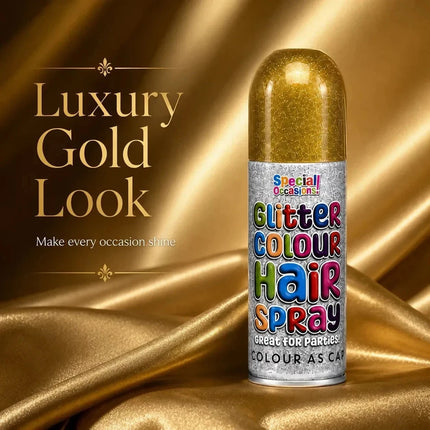 2x Temporary Hair Colour Spray Glitter Gold Instant Washable Fancy Dress Up Dye
