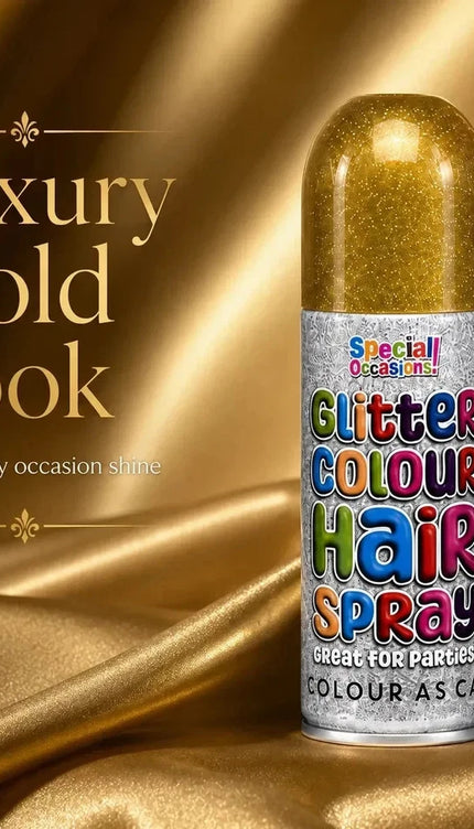 2x Temporary Hair Colour Spray Glitter Gold Instant Washable Fancy Dress Up Dye