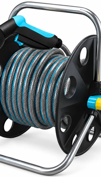 Garden Hose Reel Trolley 20M 1/2" Hose Portable Watering Cart with Spray Gun