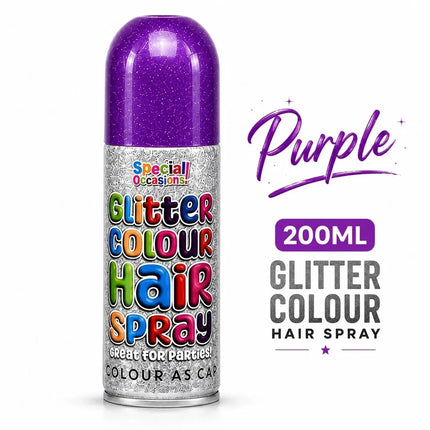 2x Temporary Hair Colour Spray Glitter Purple Instant Washable Fancy Dress Up